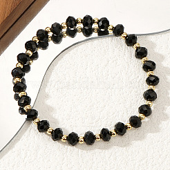 Браслеты из граненых стеклянных и латунных бусин-ронделей&nbsp;UG9794