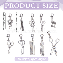 40 pièce de décorations suspendues en alliage de 10 styles&nbsp;HJEW-ME00058