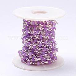 Perles rondelles de jade facettées faites main chaînes décoratives pour la fabrication de colliers et de bracelets&nbsp;CHC-L026-07