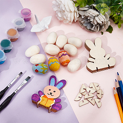 10шт 3d незаконченная деревянная форма яйца DIY-CA0005-01