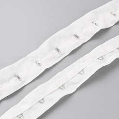 201ステンレススチールフック＆アイテープ付きコットン  衣装トリミング  下着縫製ファスナー  ホワイト  25x3.5mm&nbsp;DIY-WH0430-352A