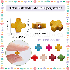 5 нити греческий крест синтетические бирюзовые бусины нити TURQ-SC0001-14