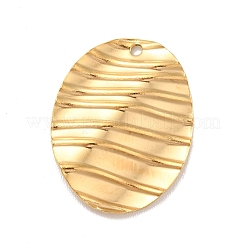 304ステンレスペンダント  テクスチャ  オーバル  ゴールドカラー  22x17x2.5mm  穴：1.2mm&nbsp;STAS-D187-06G