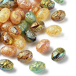 50шт золотистые металлические непрозрачные акриловые бусины с инкрустацией OACR-CJ0001-78