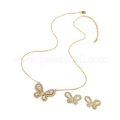 Латунные подвески и серьги-гвоздики с микропаве из прозрачных кубических цирконий&nbsp;FS-WG0DF58-01