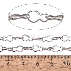 304ステンレス鋼ひょうたんリンクチェーン  スプールで  ハンダ付け  変色なし  ステンレス鋼色  8.5x5x1mm  約32.81フィート（10m）/ロール&nbsp;CHS-Q009-08P-02
