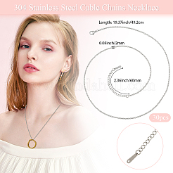 30 шт. ожерелье из цепочек из нержавеющей стали 304 для мужчин и женщин NJEW-BBC0001-46