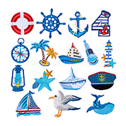 16 шт. 16 стиля парусной серии вышитые нитками/пришитые нашивки&nbsp;PATC-PH0001-48