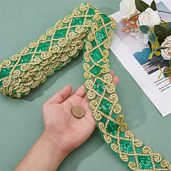 Лента из полиэстера с цветочным кружевом и пайетками длиной 10 ярд. SRIB-WH0026-17B