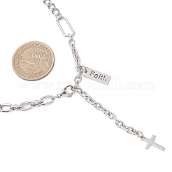 Цепочка-подвеска с крестом и кисточкой из нержавеющей стали 304&nbsp;NJEW-JN05833