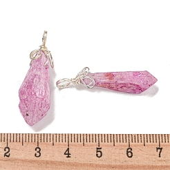 Anhänger aus natürlichem Quarzkristall mit galvanisiertem Platin und Kupferdraht umwickelt&nbsp;G-L133-07F