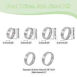 24 set di 6 anelli a fascia liscia in acciaio inossidabile 304 di 16~21 misure&nbsp;RJEW-UN0002-89