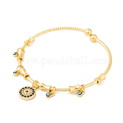 Bracelets à breloques en laiton pavé de zircone cubique clair et noir pour femmes&nbsp;BJEW-S147-20C-G