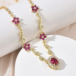 Colliers pendentifs en laiton pavé de zirconiums cubiques en forme de fleur&nbsp;NJEW-C121-04A-01G