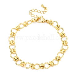 Латунные браслеты-цепочки с кольцами для женщин и мужчин BJEW-K273-05G