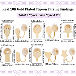 20 шт. 5 стиля фурнитуры для сережек-клипс из латуни&nbsp;KK-BBC0022-21