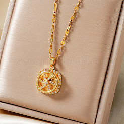 Элегантные латунные ожерелья с вращающейся подвеской в виде ветряной мельницы с прозрачными кубическими цирконами EX2553