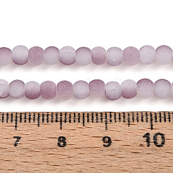 クラックガラスビーズ連売り  ラウンド  ツートン  艶消し  オールドローズ  4~4.5x3~4mm  穴：0.9mm  約215~221個/連  30.31~31.50インチ（77~80cm）&nbsp;GLAA-N009-4mm-05