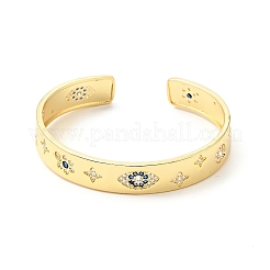 Браслет-манжета с открытой манжетой и кубическим цирконием в виде глаза лошади BJEW-J165-10G