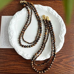 Ожерелья из круглых бусин с натуральным тигровым глазом FS-WG27A05-01