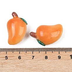 オペーク樹脂ビーズ  模造果物  ダークオレンジ  マンゴー  25.5x16x11mm  穴：1.5mm&nbsp;RESI-C070-04B