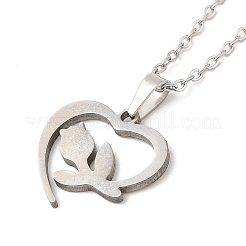 Collana con ciondolo in acciaio inossidabile 306 anti-ossidazione per donna&nbsp;LS-NJEW-Q772-01P-05