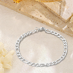 1 bracelet à chaîne figaro en acier inoxydable 304&nbsp;BJEW-DJ0001-57