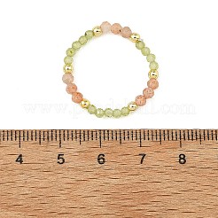 Verstellbare Stretchringe mit Natursteinperlen für Damen&nbsp;RJEW-JR01093