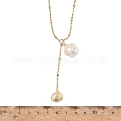 Colliers pendentif animaux marins en perles baroques naturelles keshi et acier inoxydable 304&nbsp;NJEW-JN06049-03