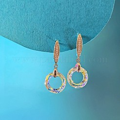 Boucles d'oreilles en laiton avec zircone cubique de micro pave&nbsp;WG9930B-01