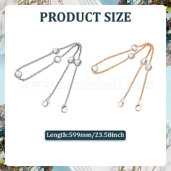 2 шт. 2-х цветные металлические цепочки для кошельков со стразами&nbsp;DIY-ME0001-52