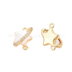 Подвески со звездочкой из латуни с микропаве и прозрачным кубическим цирконием&nbsp;KK-B102-27G