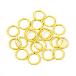スプレー塗装された鉄のオープン丸カン  ラウンド  きいろ  18ゲージ  10x1mm  内径：8mm&nbsp;X-IFIN-F149-B05