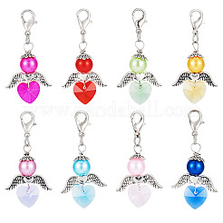 Ангельские подвески из АБС-пластика с имитацией жемчуга и сплава&nbsp;HJEW-TA00236