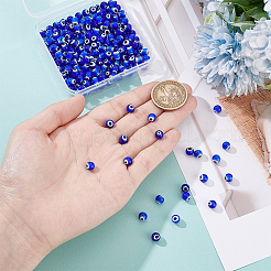 3 нити круглых бусин-лэмпворк ручной работы от сглаза LAMP-HY0001-13B