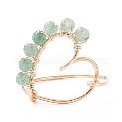 Anello da dito a cuore con perline di pietre preziose naturali&nbsp;RJEW-JR00520