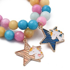 Круглые браслеты с подвесками из натурального белого нефрита&nbsp;BJEW-JB05428