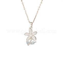 Collana da donna con ciondolo a forma di fiore in ottone con pavé di zirconi cubici trasparenti e smalto&nbsp;WG269F9-03