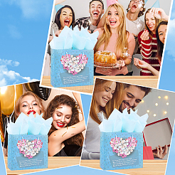 1 шт. бумажные пакеты с принтом в виде сердца и цветка&nbsp;ABAG-SP0001-15