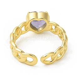 Открытое кольцо-манжета в форме сердца из кубического циркония RJEW-H120-10G