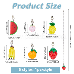 6 шт. 6 стиля фруктовая тематика смоляные подвески потолочный вентилятор тяговые цепи удлинители&nbsp;HJEW-DC00014