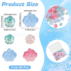 80pcs 4 couleurs perles de verre transparentes&nbsp;GLAA-YW0005-94