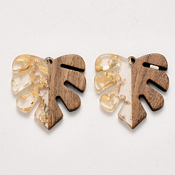 Подвески из прозрачной смолы и ореха&nbsp;LS-X-RESI-S358-24-D01