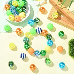 50個12スタイルのラウンドABSプラスチック模造パールビーズとアクリルビーズ  ラウンド  ミックスカラー  18~20mm  穴：2~3mm&nbsp;DIY-CJ0003-28