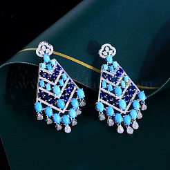 Серьги-гвоздики в форме стрелы из богемской латуни с кубическим цирконием&nbsp;FS-WGCE238-01