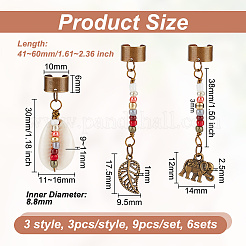 Подвески для волос в тибетском стиле из сплава и раковины каури OHAR-AB00016