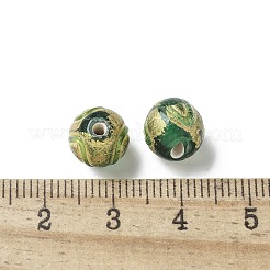 手作りの金箔ガラスビーズ  ラウンド  ミックスカラー  8~9x7~9mm  穴：1.6mm&nbsp;LAMP-P068-14