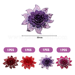 4 шт. 4 цвета 3D цветочный узор полиэстеровая ткань компьютерная вышивка ткань пришивание аппликаций PATC-NB0001-15B