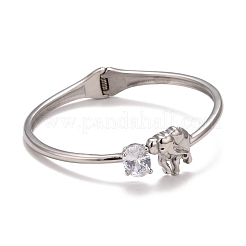 Bracciale rigido con polsino a forma di elefante in zirconi chiari&nbsp;STAS-D165-03P
