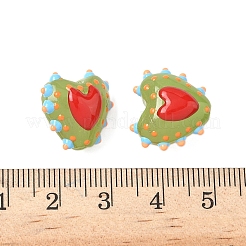 Запекаемые стеклянные бусины с рисунком в виде сердца&nbsp;LAMP-V001-09C